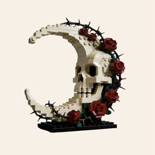 NEW Crescent Moon Skull Building Blocks Set Model Adults MOC Halloween Decor picture