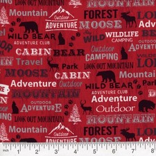 Lodge Life Red 100% Cotton Fabric - Buy the yard picture