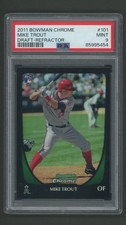 2011 Bowman Chrome Draft REFRACTOR Mike Trout Rookie RC 101 PSA 9 MINT picture