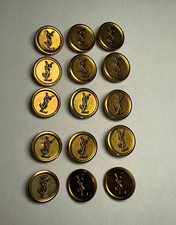 15 Vintage Yves Saint Laurent YSL Logo Brass Shank Buttons 23mm Gold Tone Lot picture