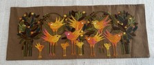 Finished Hand Embroidered Swedish Nordiskas Birds Mid Century Wall Hanging  picture
