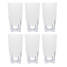 QG Clear Acrylic Plastic 26 oz Iced Tea Cup with Square Base Tumbler Set of 6 picture