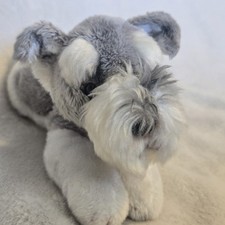 Russ Berrie Yomiko Classics Schnauzer Dog Plush Gray White 9