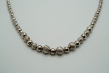 Vintage Graduated Sterling Silver Unique Bead Necklace 18