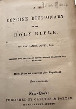 1838 Antique Religious Leather Bound Book A Concise Dictionary of the Holy Bible picture