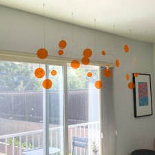 Mid Century Modern Art Mobile in Clear Orange - MCM Retro Atomic Home Decor picture