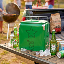 Heineken 14Qt Metal Cooler Retro Green Portable Beer Ice Chest Tailgate BBQ Gift picture