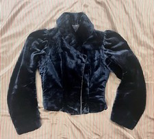 Victorian Antique 1880s 1890s Silk Black Velvet Jacket Women’s XXS picture