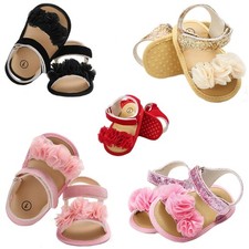 Baby Toddler Infant Girls Syn Leather Soft Summer Sandals Flower Flat Shoes 0-18 picture