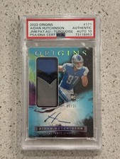 Panini Origins 2022 Aidan Hutchinson RC Jumbo Jersey Auto Turquoise /25 PSA picture