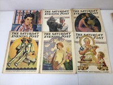 Antique Saturday Evening Post Magazine Lot of 6. PB, Illustrated picture
