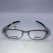 Artcraft Eyeglasses Carbon Fiber Gunmetal Frame USA 55-18-142 w/ Side Protector picture