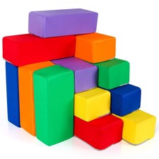 UHAPPYEE Toddler Foam Buliding Blocks - 12 Piece Fabric Covered 9x4x3inch Sta... picture