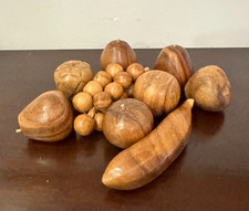 Vintage MCM Handcrafted Wooden Fruit Set - Table Décor 9 Pieces picture