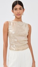 STAUD Top Womens Small Moon Eton Beige Champagne Sequin NWT picture