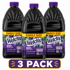(3 Pack) Welch's 100% Grape Juice, Concord Grape, 96 fl oz each Bottle picture