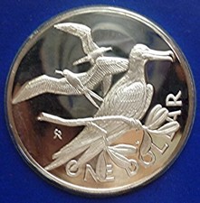 1978 BRITISH VIRGIN ISL. - $1 DOLLAR - MAGNIFICIENT FRIGATE - .8 Oz PROOF SILVER picture