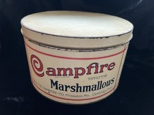 Antique Vintage Campfire Marshmallows 5 lb / 10 in Tin Can with Original Lid picture