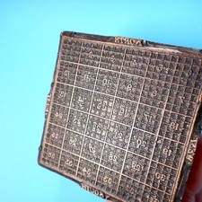 Antique Land Survey 36 Section Township Metal On Wood Block Ink Stamp Printing picture