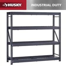 Husky 4-Shelf Metal Industrial Duty Freestanding Garage Storage Shelving Black picture