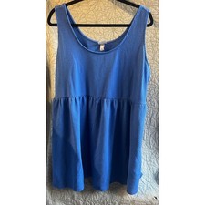 Ava & Viv Blue Waffle Knit Babydoll Tank Top Sleeveless Pockets - 4X picture