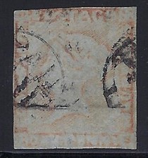 Mauritius, 1848, Scott #5b, 1p orange red, bluish paper, used, Cat. Val: $850.00 picture