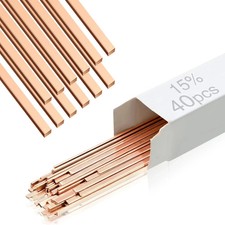 40 Sticks 15% Silver Brazing Rods – Flat Phos Copper Welding Rods for HVAC, Air picture