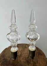 Set Of 2 Antique French Hollow Crystal Finial Spikes For Chandelier Or Sconces picture