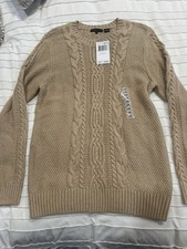 Jeanne Pierre Cable Knit Sweater XL Tan, New W. Tags picture