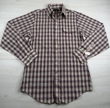 Vtg JCPenney Plaid Prep Stop Button Shirt Lightweight 70s Deadstock Mens M NWT picture
