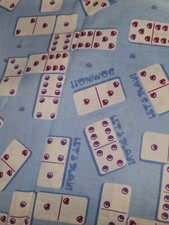 Jo-Ann OOP HTF Dominoes/Words On Blue Cotton Fabric 1 Yard X 44