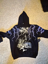 WWE Undertaker Wolves Forever Hoodie Sweatshirt Black Purple White Size M picture