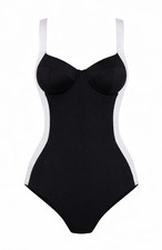 TA3 Lifty Contour One Piece Swimsuit XS R/L D/DD Cup Black/White Compression NWT picture