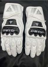 Dainese Druid 4 Racing Gloves White Leather CE Protection Mens Summer picture