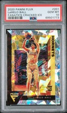 PSA 10 LAMELO BALL 2020 PANINI FLUX CRACKED ICE PRIZM #201 ROOKIE TIMBERWOLVES picture