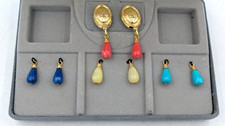 Vintage DIANE VON FURSTENBERG Earrings SET Interchangeable Clip On  Dangle Box picture