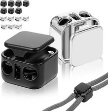 HJZHII 16PCS Metal Heavy Duty Cord Locks, 4mm Rustproof Double Hole Draw Stri... picture