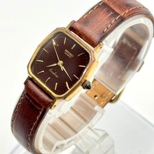 Seiko Excelline Womens Watch 1980s Vintage 1221-5010 Brown Dial Quartz Japan picture