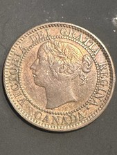 1859 Canadian Large Cent Coin AU-55 picture