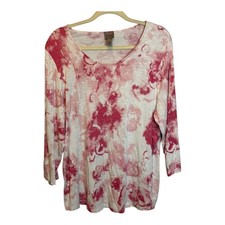 Chico's Easywear Blouse Women's Size XL Abstract Pink White Chicos 3 picture