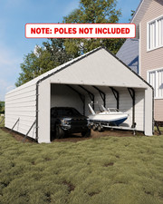 20ft Wide Heavy Duty PE Carport – Waterproof Outdoor Garage Shelter Car Truck picture