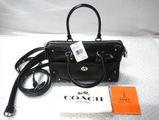 COACH Rhyder Satchel Bag 24 CFN69 LHBLK Black Glazed Leather 3way Shoulder Bag picture
