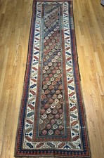 Antique Shirvan Caucasian Kazak Boteh Paisley Design C.1900 Runner Rug 3’1x11’9 picture