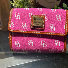 Dooney & Bourke Pink/Brown Logo Tote Zip Closure Double Handles w/ Wallet picture