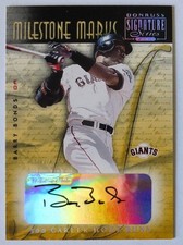 2001 DONRUSS SIGNATURE MILESTONE MARKS BARRY BONDS AUTOGRAPH /55 GOAT ULTRA RARE picture