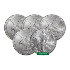 US Mint $1 American Silver Eagle Coin 1 oz BU (Lot of 5, Random Year) picture