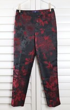 TALBOTS RSVP NWT $129 Red Black Floral Jacquard Side Zip Dress Pants Size 2 picture