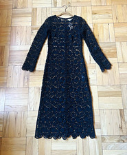 NWT. H&M black crochet lace sheer long sleeve midi dress. Size S. picture