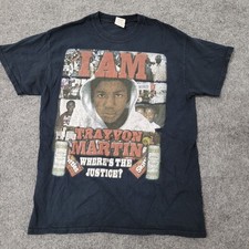 Gildan T-Shirt Mens Size M Black Trayvon Martin Memorial Graphic Justice Tee picture
