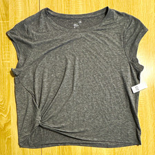 GapFit Breathe Women’s T-Shirt XL Gray Heathered Cropped Breathable Crew Neck picture